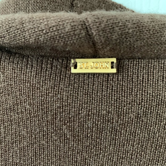 St John Open Shawl Cardigan Brown Tan Sweater - Picture 8 of 9